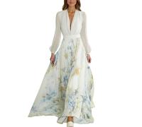 Women's Bohemian V Neck Long Dress, Cocktail Dress, Chic and Elegant, Flowy, Loose, Casual, Sexy, Comfortable, Temperament, Stitching, Large Size Dress for Party