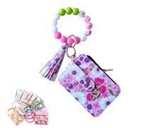 Women's Boho Beaded Wallet with Flower Pattern,Multi-Compartment Card Holder & Keychain,for Women Credit Card Holder Purse (NO.11)