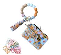 Women's Boho Beaded Wallet with Flower Pattern,Multi-Compartment Card Holder & Keychain,for Women Credit Card Holder Purse (NO.10)