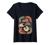 Womens Boho Cat Relaxing Feline Dreamy Harmony V-Neck T-Shirt