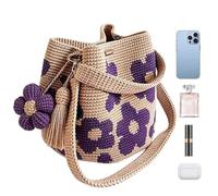 Women's Boho Crochet Handbag Flower Knitted Beach Tote Purse