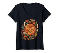 Women's Boho Handball Floral Ball V-Neck T-Shirt