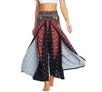 Women's Boho Pants Split Wide Leg High Waist Yoga Bohemia Hippie Pants - - L/XL