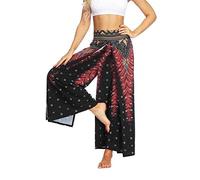 Women's Boho Pants Split Wide Leg High Waist Yoga Bohemia Hippie Pants - - L/XL