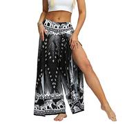 Women's Boho Pants Split Wide Leg High Waist Yoga Bohemia Hippie Pants - - L/XL