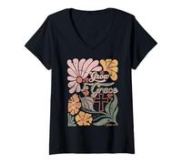 Womens Boho Retro Christian Grow In Grace Christian Bible Men Women V-Neck T-Shirt