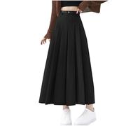 Womens Boho Skirts Pleated Elegant Belted High Waist Ruffle Maxi Skirts Ladies Irregular Tiered Layered A-Line Skirt Solid Full Length Trendy Long Swing Skirt Casual Summer Beach Vacation Going Out