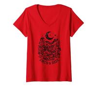 Women's Boho Snake Moon Floral Botanical Celestial Spiritual Witchy V-Neck T-Shirt