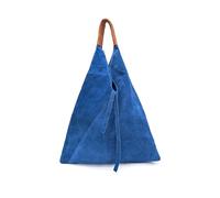 Women's Boho Style Slouchy Genuine Italian Suede Leather Tote Shoulder Bag with Zipped Purse (Blue)