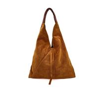 Women's Boho Style Slouchy Genuine Italian Suede Leather Tote Shoulder Bag with Zipped Purse (Brown)