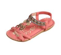 Women's Boho Summer Flat Sandals 2026 Casual Spring Comfortable Y2K Beach Cutout Trendy Flower Fashion Rhinestone Flip Flops Ladies Wedding Dressy Womens Summer 2026 Work Office Cute