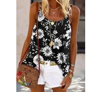 Women's Boho Tank Top, Spaghetti Strap Floral Print Casual Summer Top | Relaxed fit, loose cut, flowy hem, beach vacation, resort wear, music festival, weekend getaway, coastal trip, girls trip