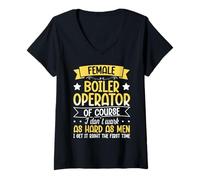 Womens Boiler Operator and Boiler Worker V-Neck T-Shirt