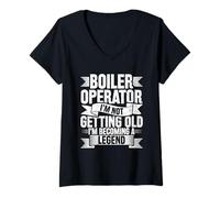Womens Boiler Operator - Im Not Getting Old, Im Becoming A Legend V-Neck T-Shirt