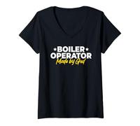 Women's Boiler Operator Made By God V-Neck T-Shirt