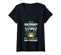 Women's Boilermaker Can't Fix Stupid But Fix What It Does V-Neck T-Shirt