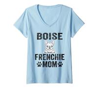 Womens Boise Frenchie Mom Idaho Gift French Bulldog ID Dog Lover V-Neck T-Shirt