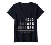 Womens Bold Badass Heroman That's Just Who Old Guy Tee V-Neck T-Shirt