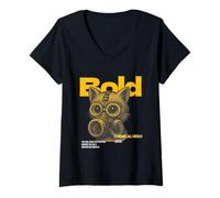 Women's Bold Cat Gas Mask Chemical Hero Design V-Neck T-Shirt