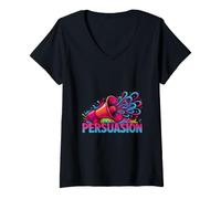 Women's Bold Communication Student Obsessed with Learning Persuasion V-Neck T-Shirt
