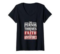 Women's Bold Faith & Adventure Enthusiast Gift V-Neck T-Shirt