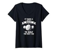 Womens Bold Funny Golfer Humor It Takes Skill and Grit V-Neck T-Shirt