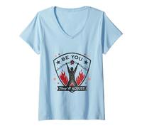 Womens Bold Liberation Graphic with Be You Empowerment Quote V-Neck T-Shirt