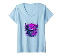Womens Bold Occult Design: Features The Iconic Baphomet V-Neck T-Shirt