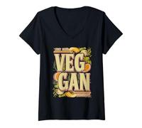 Womens Bold Retro Vegan Lifestyle Statement V-Neck T-Shirt