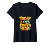 Women's Bold Vivid Serpent Elegant Curled Venom Lovely Vibrant Cobra V-Neck T-Shirt