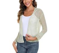 Womens Bolero Shrugs for Evening Dresses Elegant Cropped Shrug Long Sleeve Cardigan Lightweight Knit Cover Up (Light Green,M)