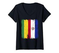 Womens Bolivia Paraguay Half Flag Bolivian Paraguayan Roots V-Neck T-Shirt