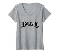 Women's Bolivia Street Text Tattoo Style Design V-Neck T-Shirt
