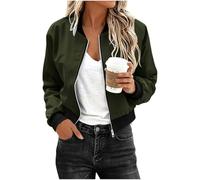 Women's Bomber Jacket Lightweight Zip Up Casual Coat with Pockets S-XXL | Lightweight Casual Jacket, Zip Up Spring Fall Coat, Trendy Work Clothes, Side Pockets,waterproof