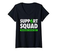 Women's Bone Marrow Transplant Warrior Family Support Squad V-Neck T-Shirt