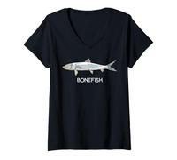 Womens Bonefish Saltwater Game Fish V-Neck T-Shirt
