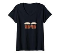 Womens Bongo Drums V-Neck T-Shirt
