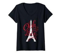 Womens Bonjour Paris Tshirt, Hello Paris Tshirt, France Tshirt V-Neck T-Shirt