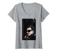 Womens Bono Of U2 Live Cardiff Arms Park Zoo TV Tour 1993 V-Neck T-Shirt