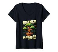 Womens Bonsai Branch Manager Trees Since 1985 Bonsai Happy Birthday V-Neck T-Shirt