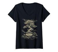 Womens Bonsai Tree, Japanese Culture, Meditation, penjing, Zen V-Neck T-Shirt