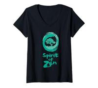 Womens Bonsai Tree Yin Yang Japanese Buddhist V-Neck T-Shirt