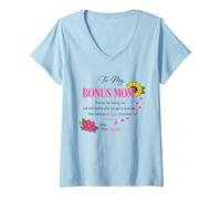 Women's Bonus Mom from Daughter for Stepmom V-Neck T-Shirt