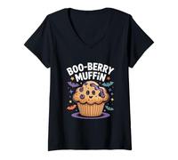Womens Boo-Berry Muffin Adorable Spooky Treat V-Neck T-Shirt