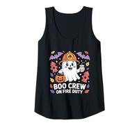 Womens Boo Crew On Fire Duty Firefighter Ghost Kids Halloween Shirt Tank Top