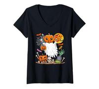 Womens Boo Ghost Pumpkin Cute Head As Elephant Cosplay Halloween V-Neck T-Shirt