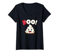 Womens Boo - Halloween Holiday Cute Poo in Ghost Costume Poop Fun V-Neck T-Shirt