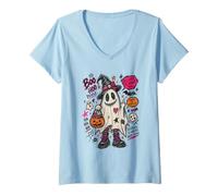 Women's Boo Hoo People Sassy Ghost Punk Witch Boots Funny Halloween V-Neck T-Shirt