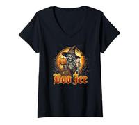 Womens Boo-JEE Zombie Halloween Funny Ghost Graphic Top V-Neck T-Shirt
