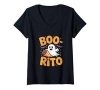 Womens Boo-Rito Cute Ghost Taco Halloween V-Neck T-Shirt
